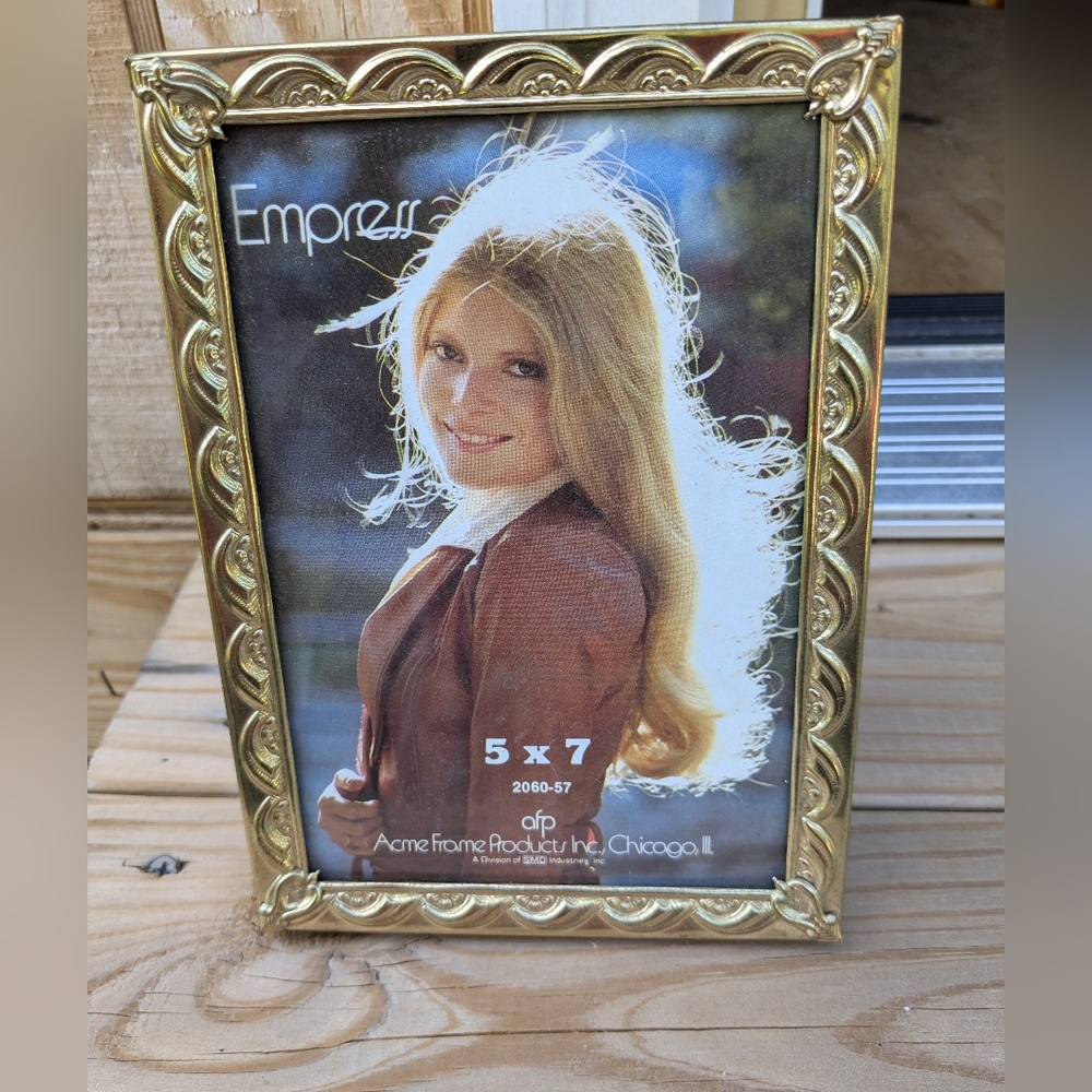 Vintage Acme Picture Frame Fits 5x7 Art Bright Gold Glass Picture Frame Chicago